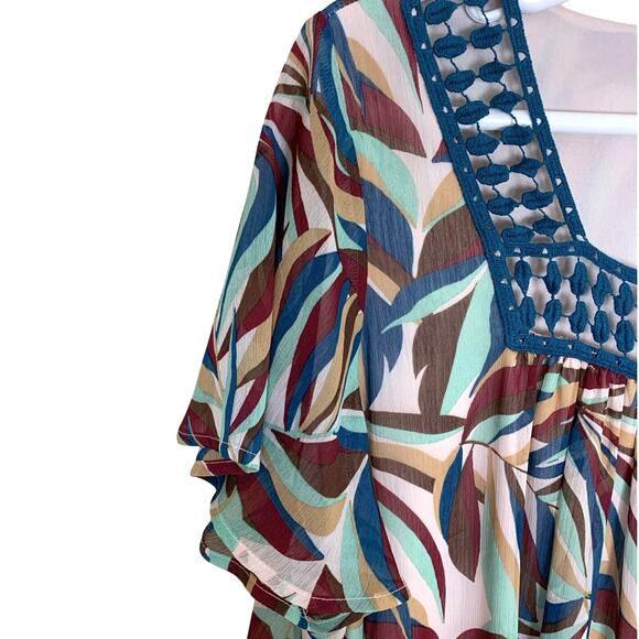 Lane Bryant 18/20 Boho Blouse Relaxed Square-Neck Top With Trim Detail - Picture 4 of 8